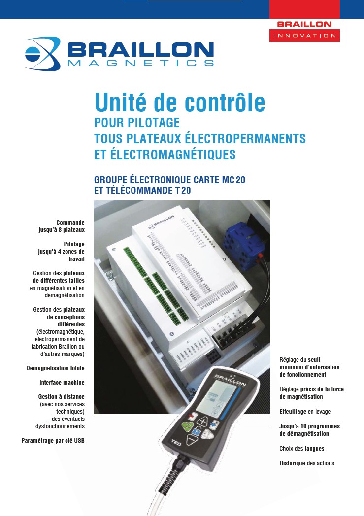 Unité de contrôle pour plateaux et mandrins magnétiques